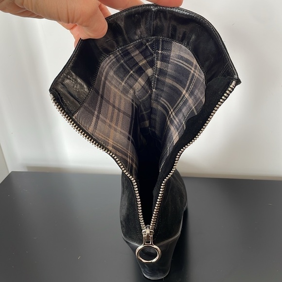 Aquatalia black waterproof suede wedge heel booties size 6 - Picture 10 of 10